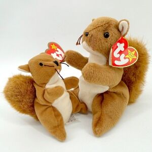 Ty Beanie Baby Nuts the Squirrel and Teeny Friend 1996 McDonald's Collection Lot